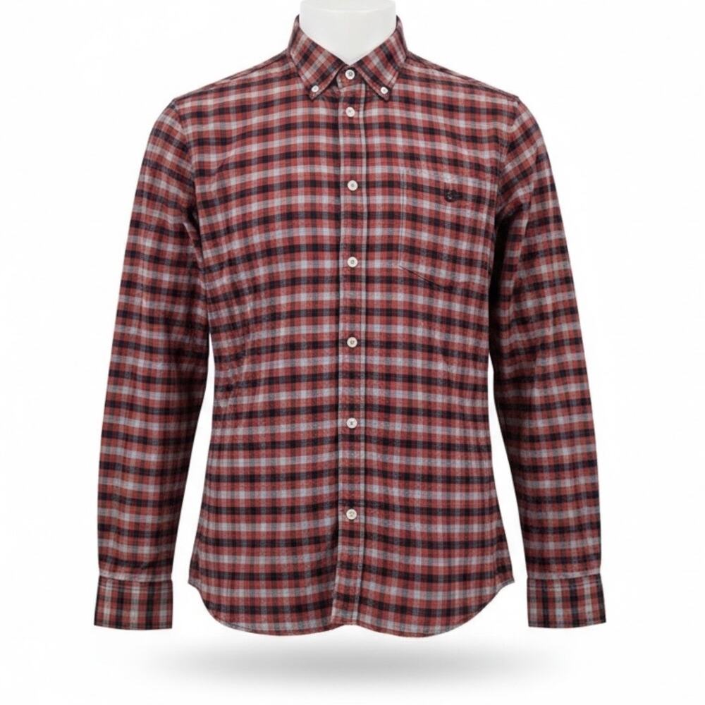Aquascutum London Plaid Flannel Shirt Cotton Tattersall Long Sleeve Mens Size M
